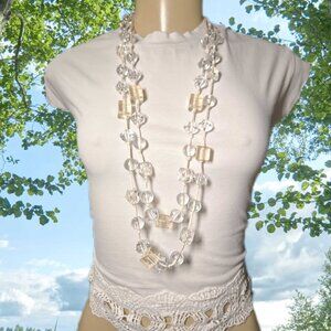 🌺Clear Crystal Cube & Gumball Faceted Frozen Chunky Textured Chic Necklace🌺